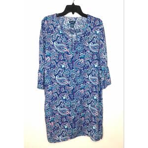 Caribbean Joe Womens Paisley Bell Sleeve Sundress Coverup Sz L Beach Resort Boho